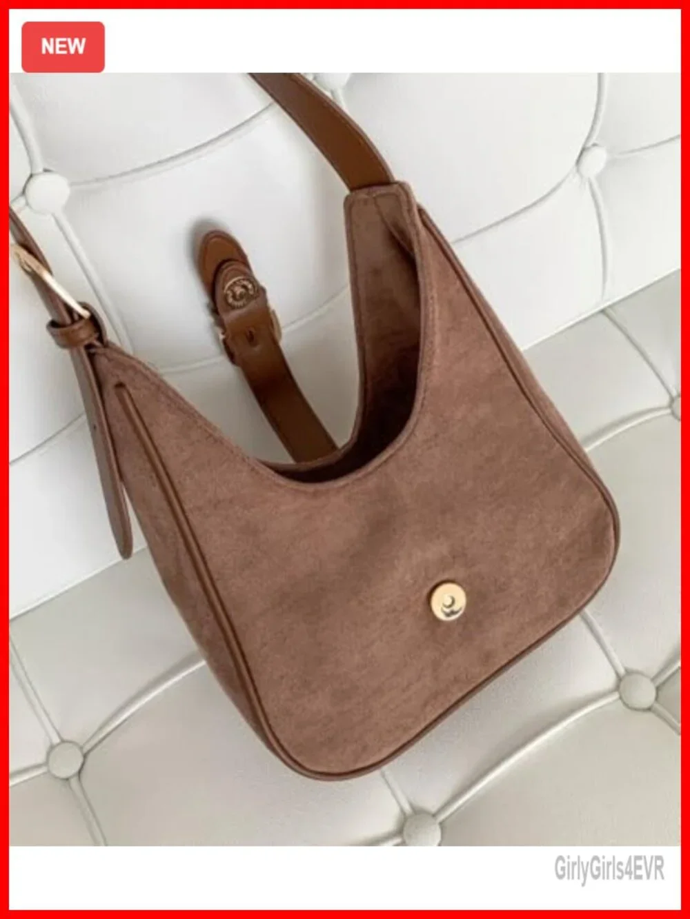Slouchy Suede Saddle Hobo Bag Underarm Shoulder Crescent Crossbody Purse